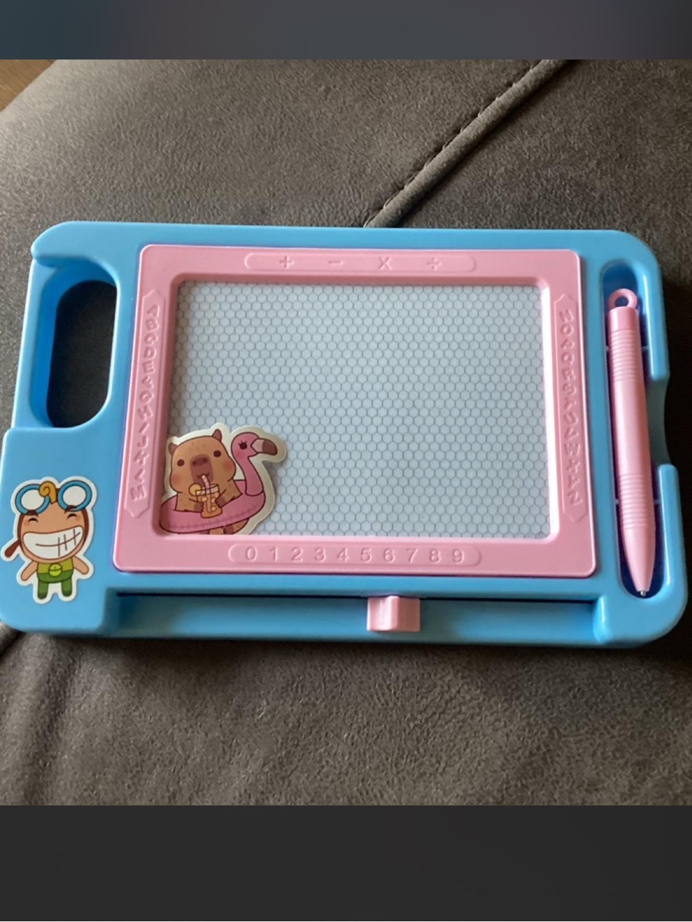 Kids Kawaii Magnetic Drawing Board – Blue and Pink (Capybara not included)